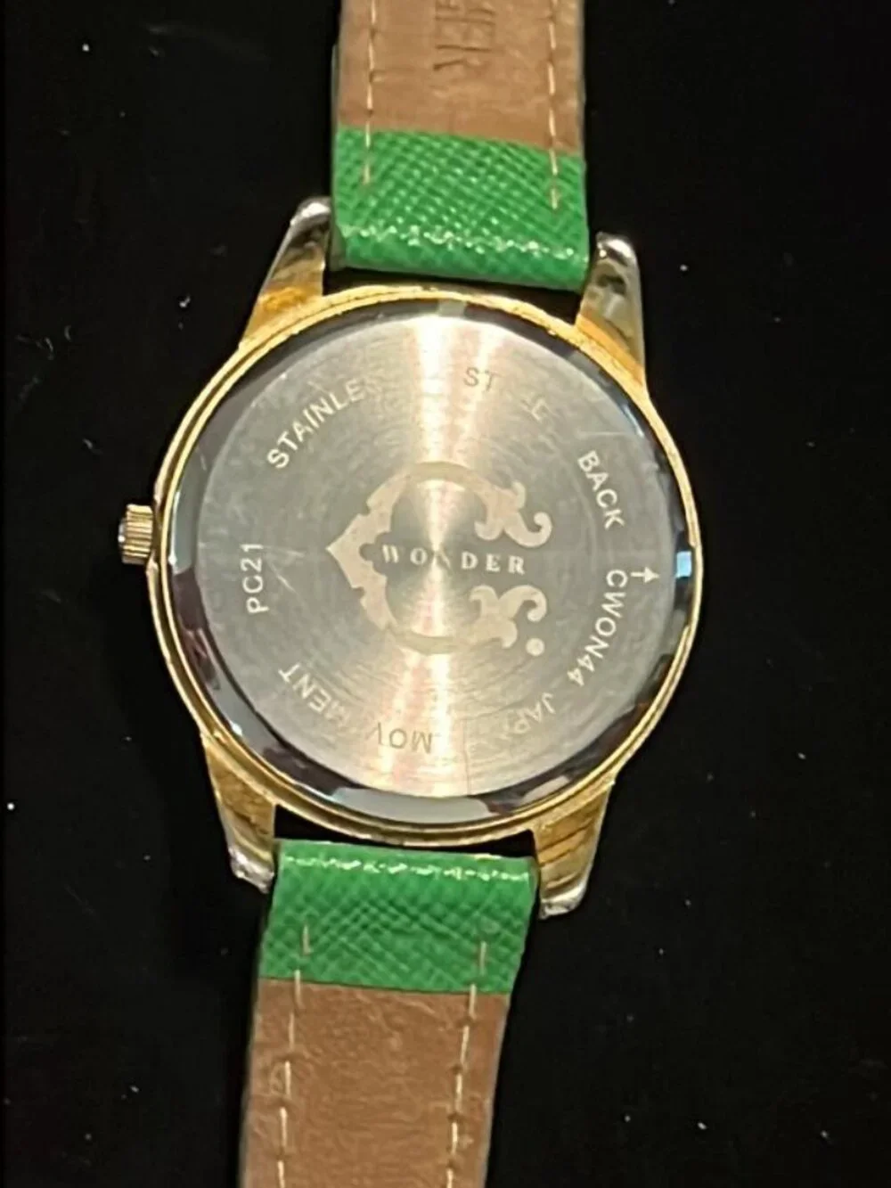 Watch with Pineapples on Face and Green Band